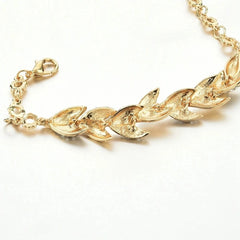 Elegant Wheat Leaf Pavé Bracelet
