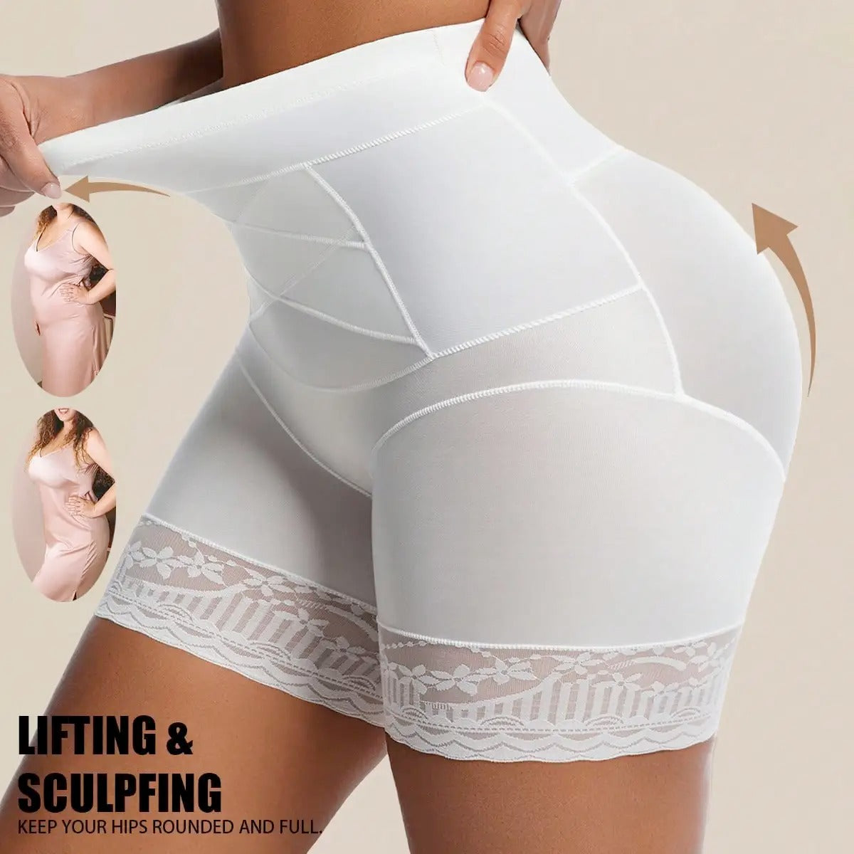 Lace-Trim Tummy Control Shaping Shorts