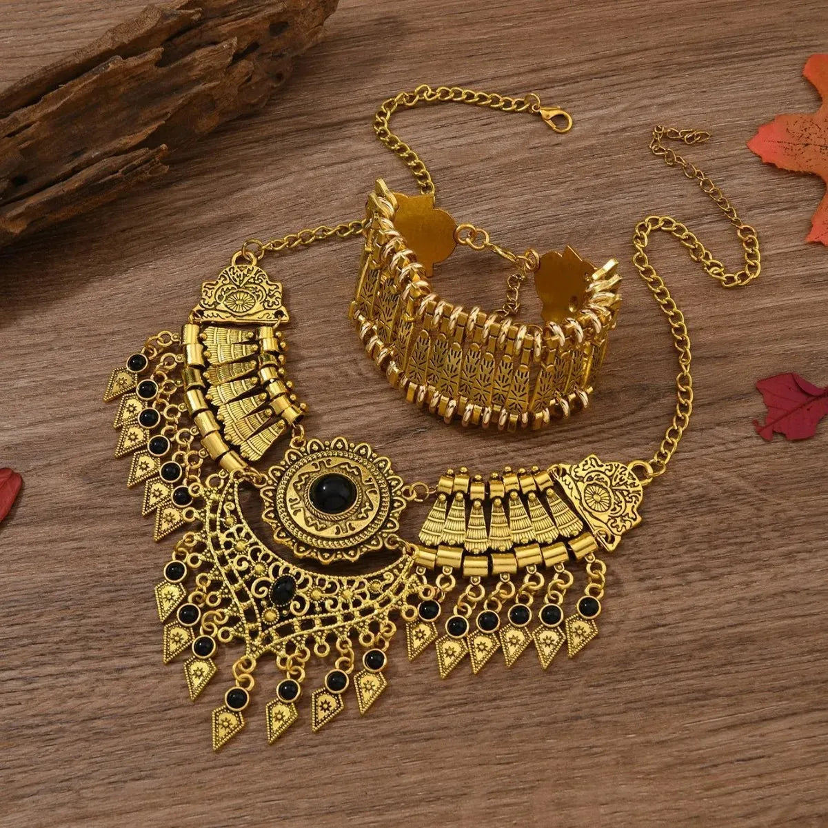 Vintage Layered Tassel Necklace – 3 Piece Set
