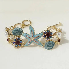 Ocean-Inspired Shell & Beaded Pendant Bracelet