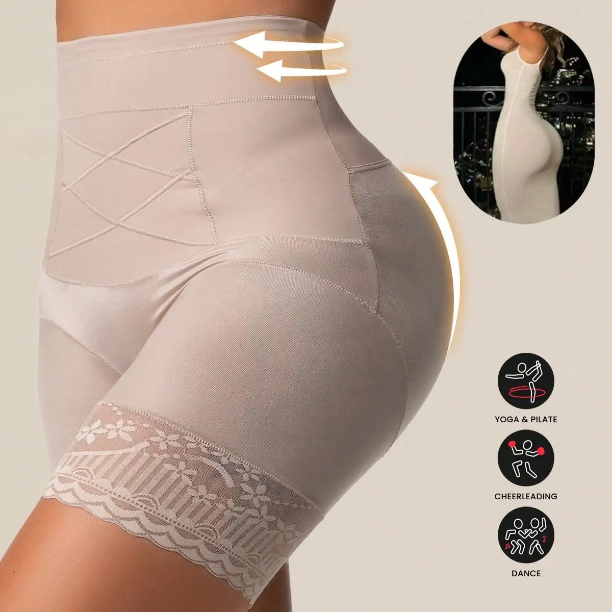 Lace-Trim Tummy Control Shaping Shorts