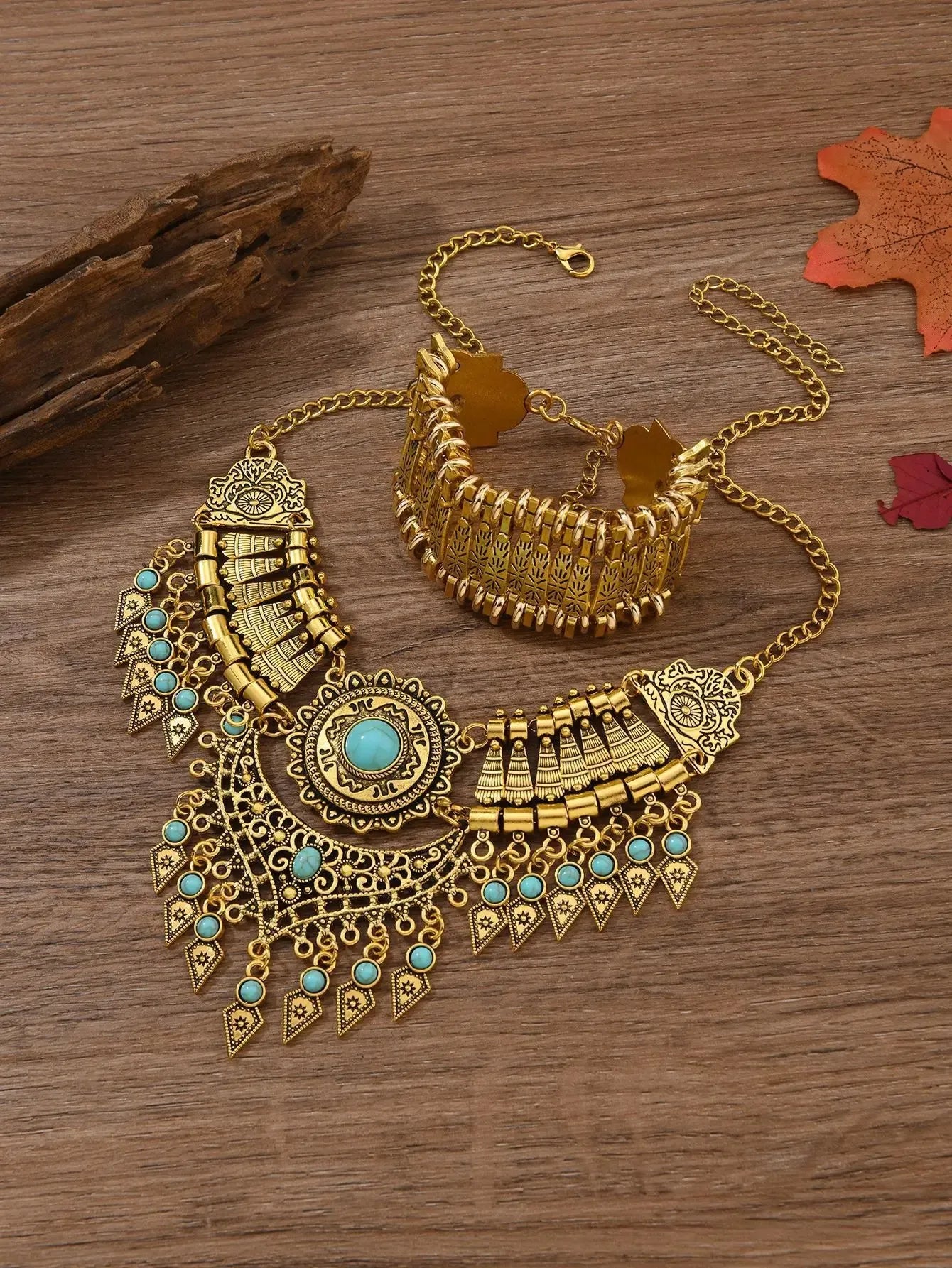 Vintage Layered Tassel Necklace – 3 Piece Set