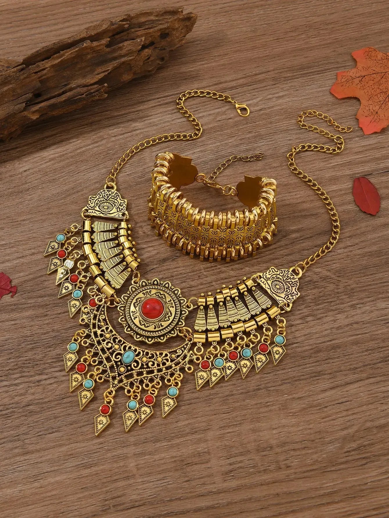 Vintage Layered Tassel Necklace – 3 Piece Set